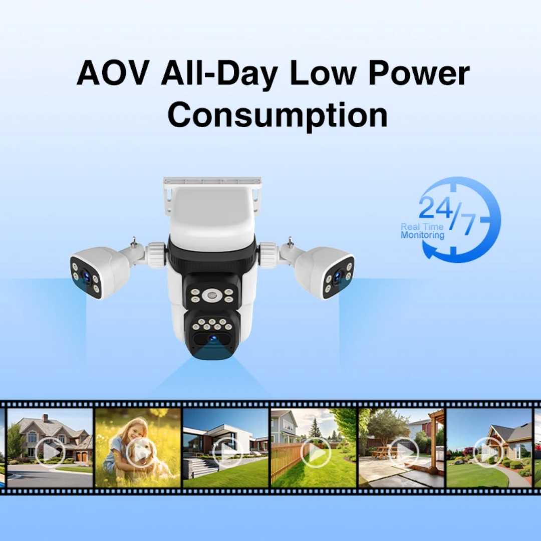 9MP Solar Triple Lens 4G AOV CCTV