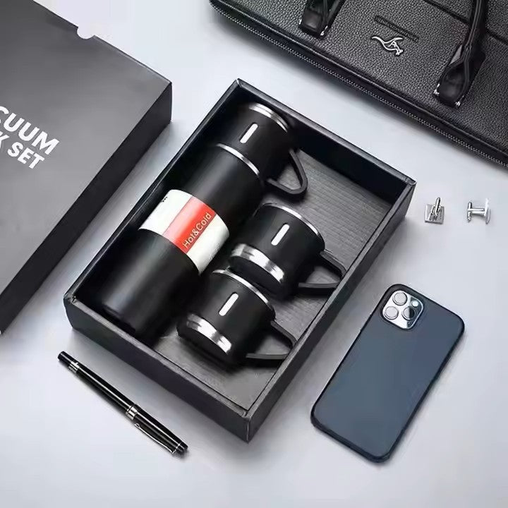 500ML Stainless Steel Flask with 3 Cups - call 0537986733