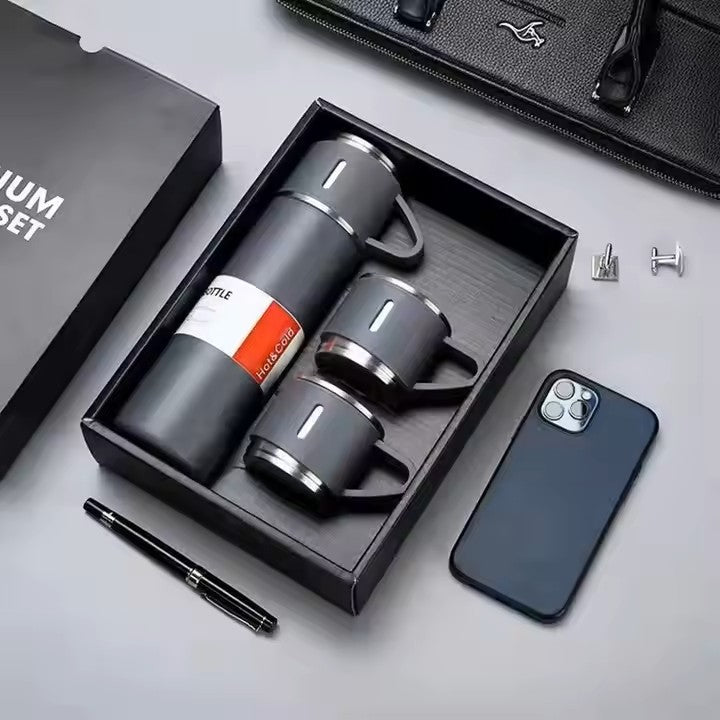 500ML Stainless Steel Flask with 3 Cups - call 0537986733