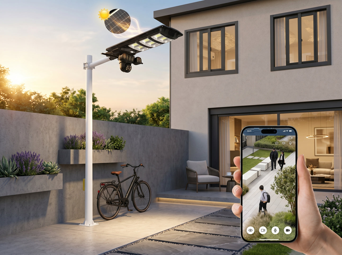 4K Ultra HD 3-Lens 4G Solar CCTV Camera & 450W LED Solar Street Light