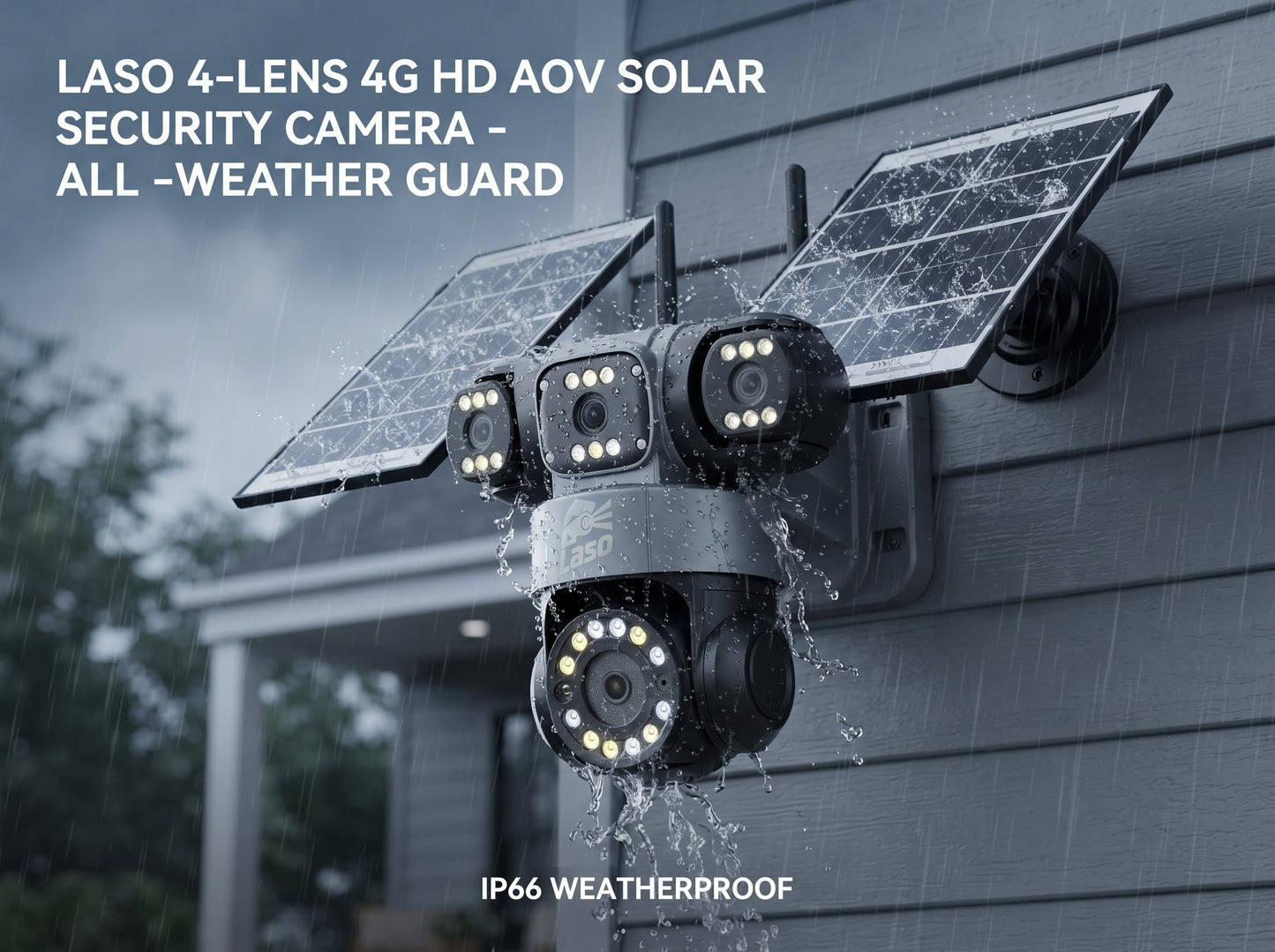4-Lens 4G HD AOV Solar Security CCTV Camera