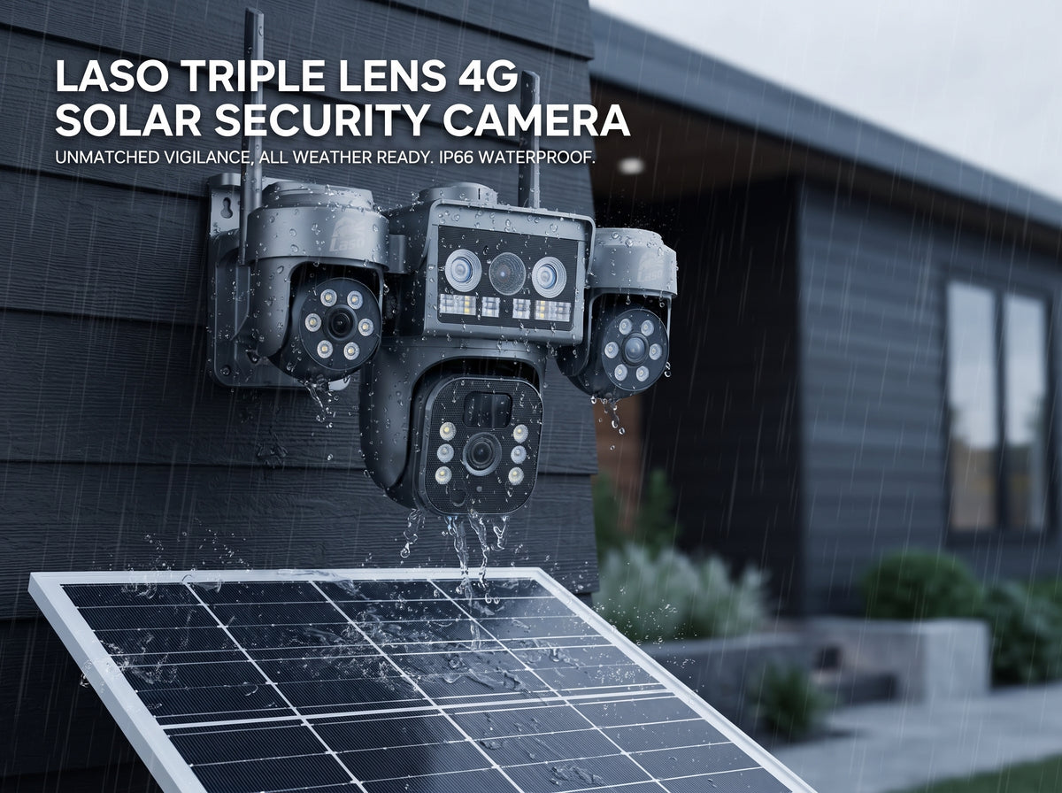 Triple Lens 4G Solar Security Camera (Black Edition)