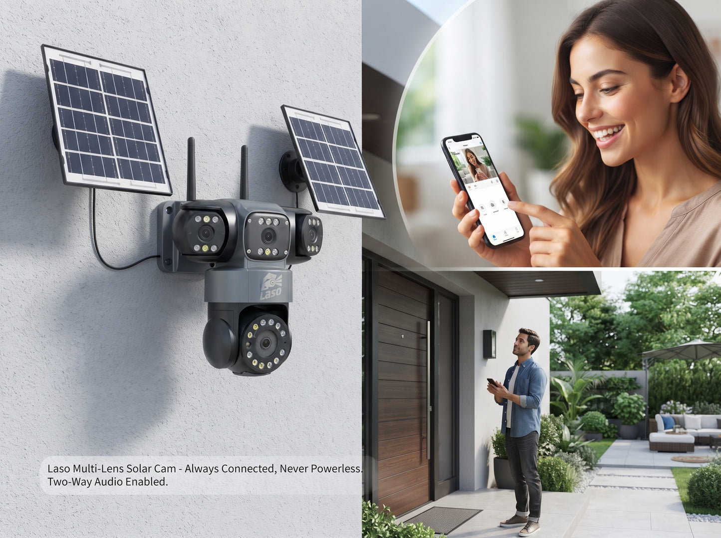 4-Lens 4G HD AOV Solar Security CCTV Camera