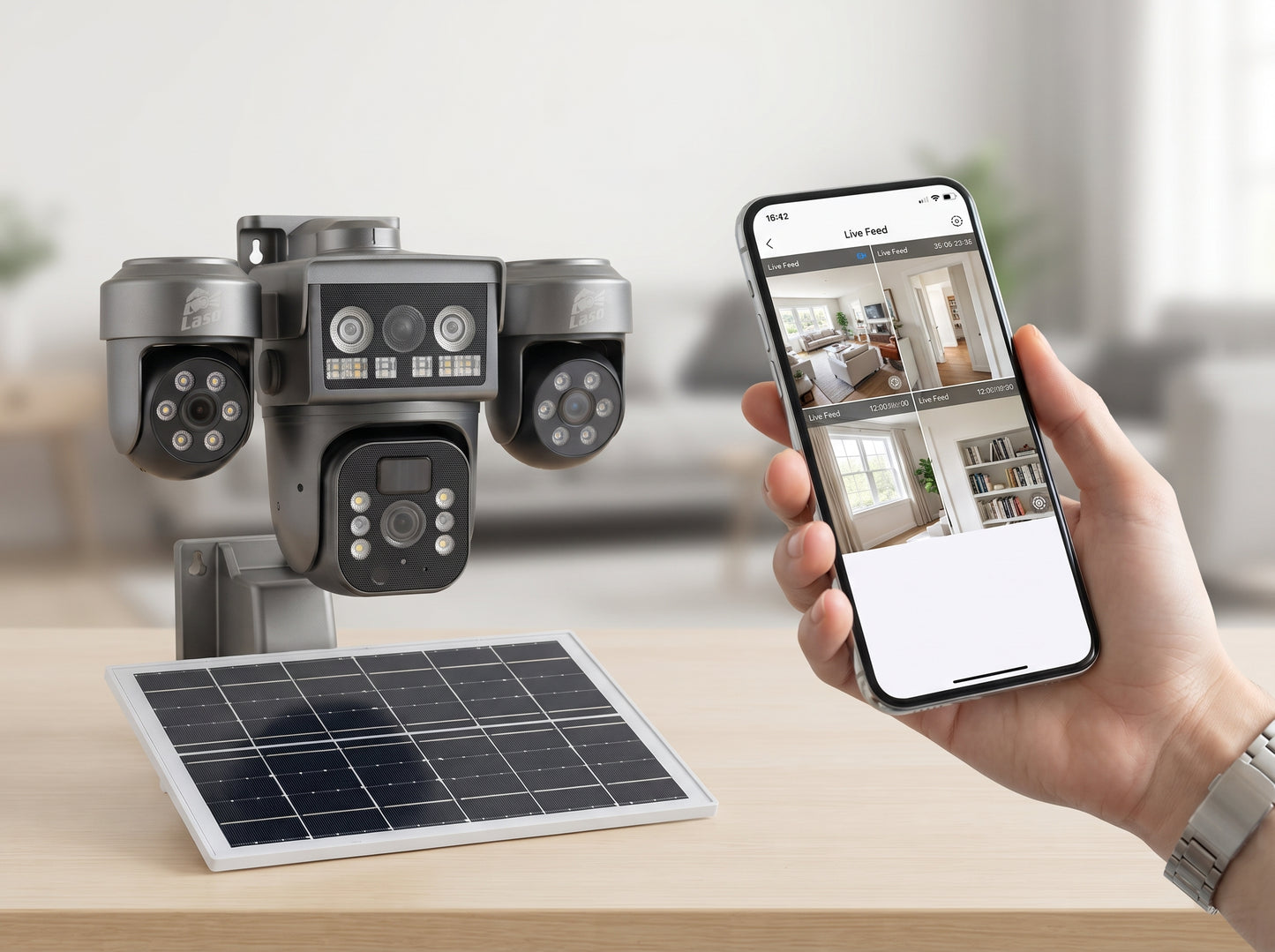Triple Lens 4G Solar Security Camera (Black Edition)