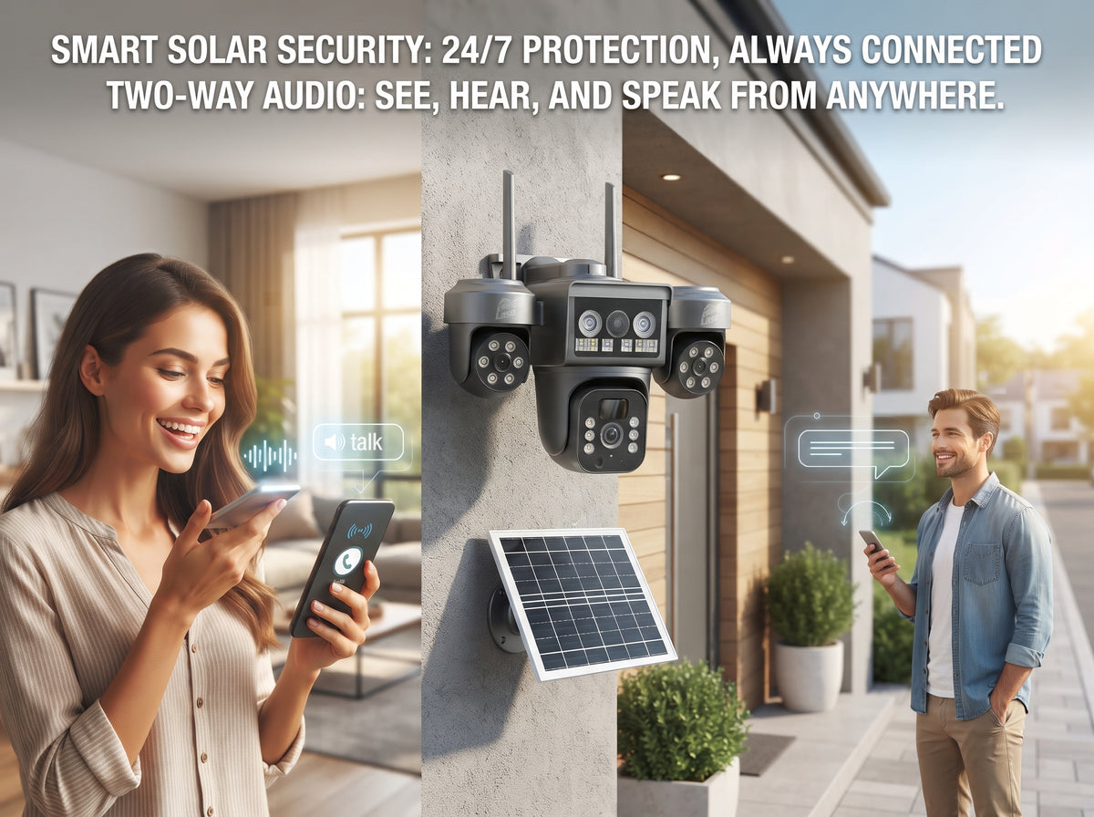 Triple Lens 4G Solar Security Camera (Black Edition)