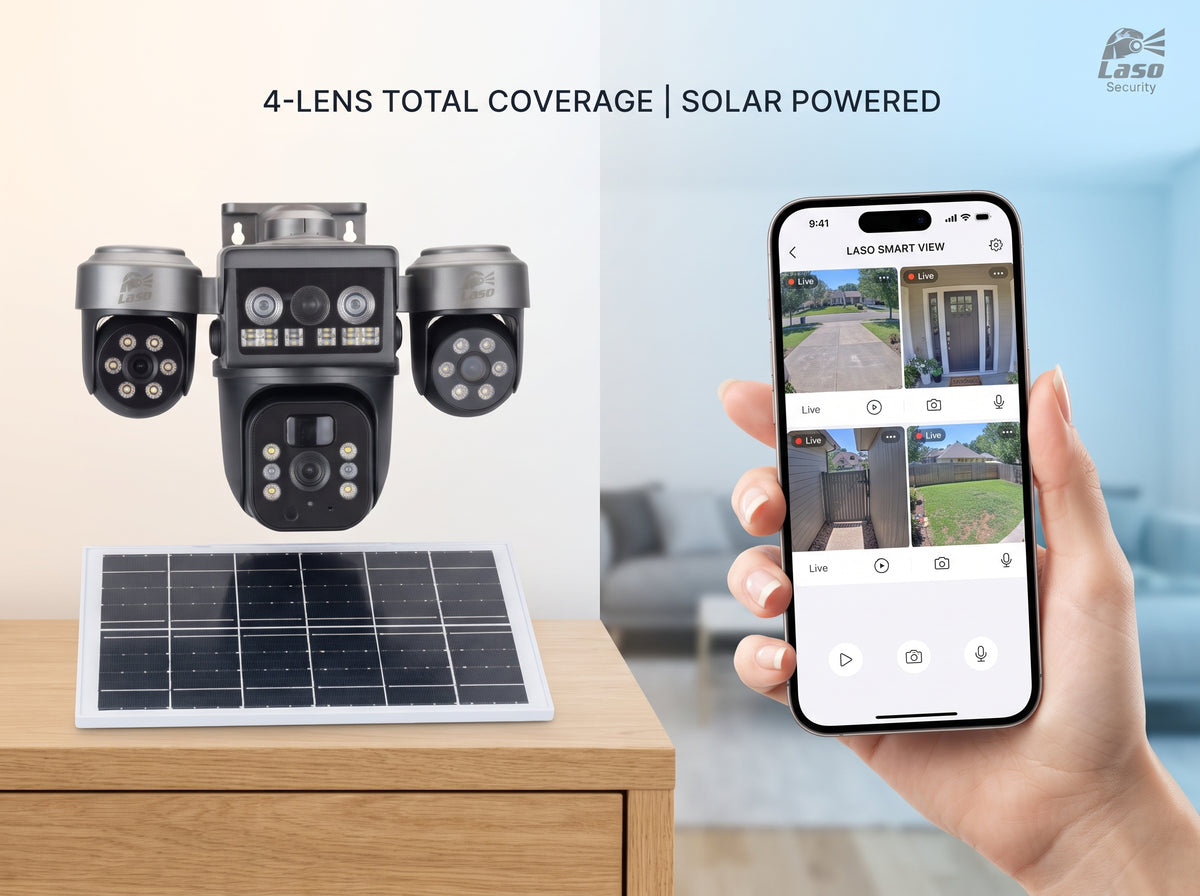 Triple Lens 4G Solar Security Camera (Black Edition)