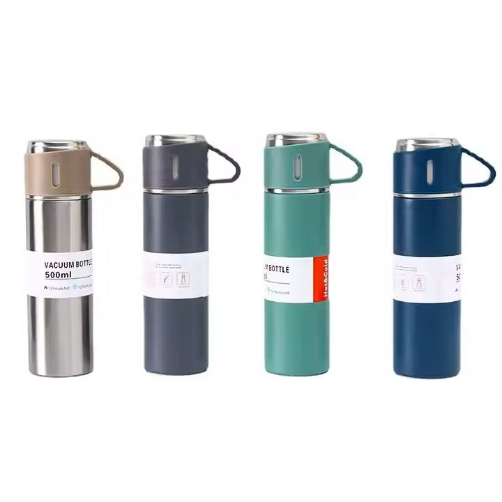 500ML Stainless Steel Flask with 3 Cups - call 0537986733