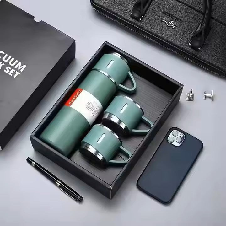 500ML Stainless Steel Flask with 3 Cups - call 0537986733