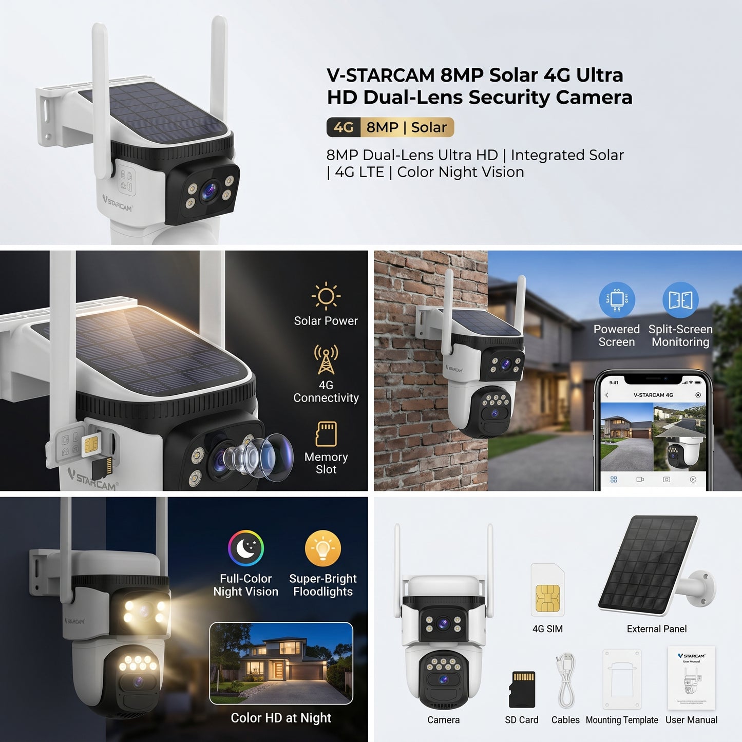 8MP Solar 4G Dual-Lens Ultra HD Security Camera
