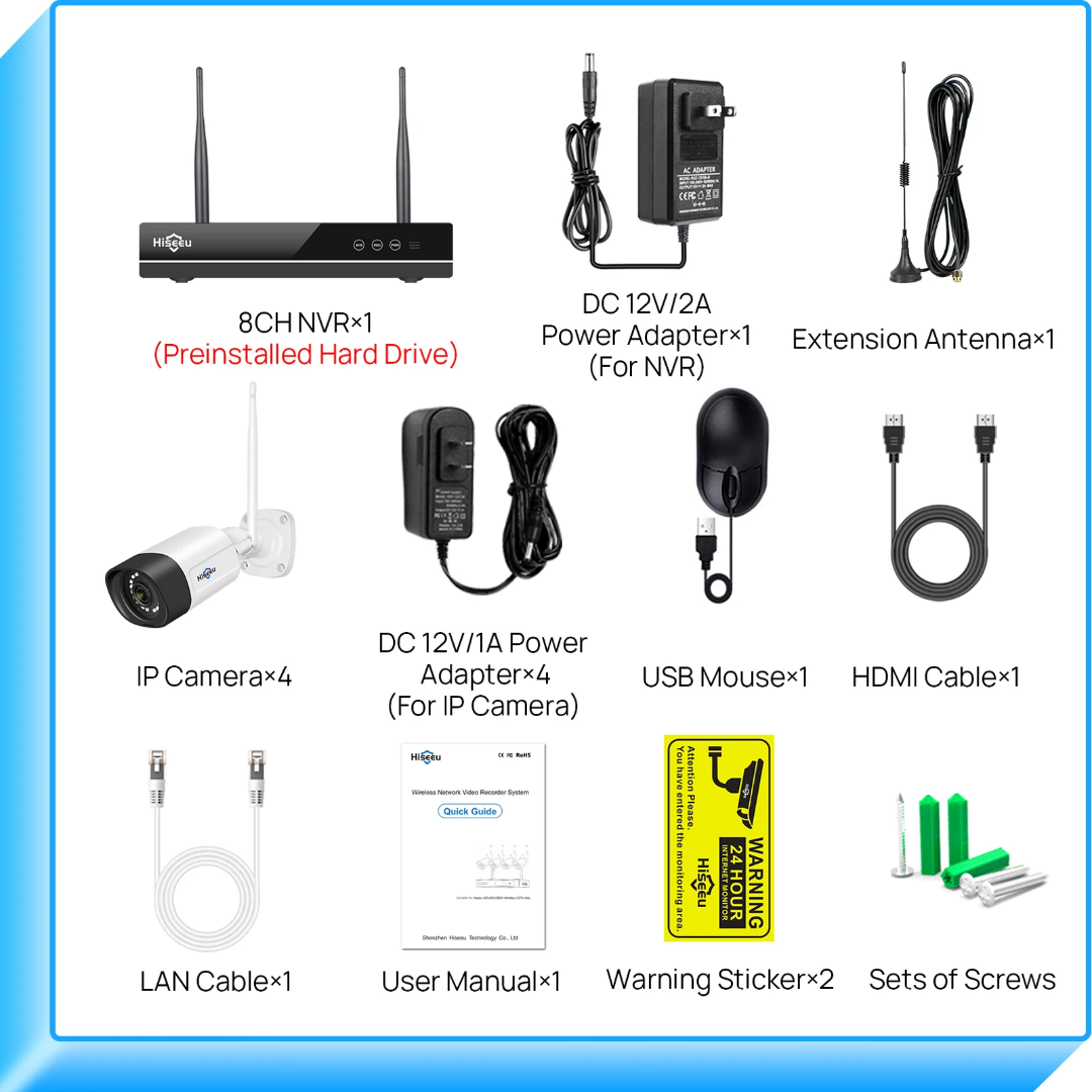 16 Channel 5MP 4Wifi Cameras 1TB NVR Kit Set