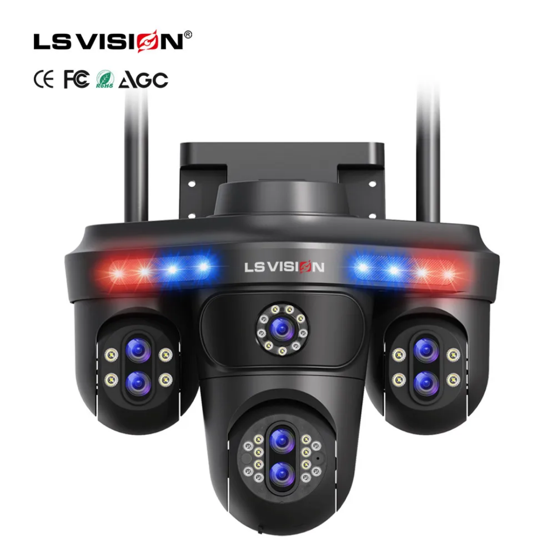 4-Lens 4G Solar Security Camera – 5K Ultra HD, Dual Solar Panels, No-WiFi Outdoor CCTV
