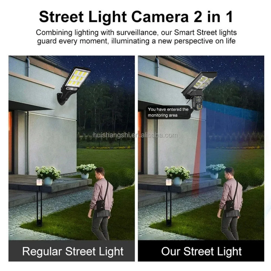 Dual Lens 8MP 4G CCTV + 500W Streetlight