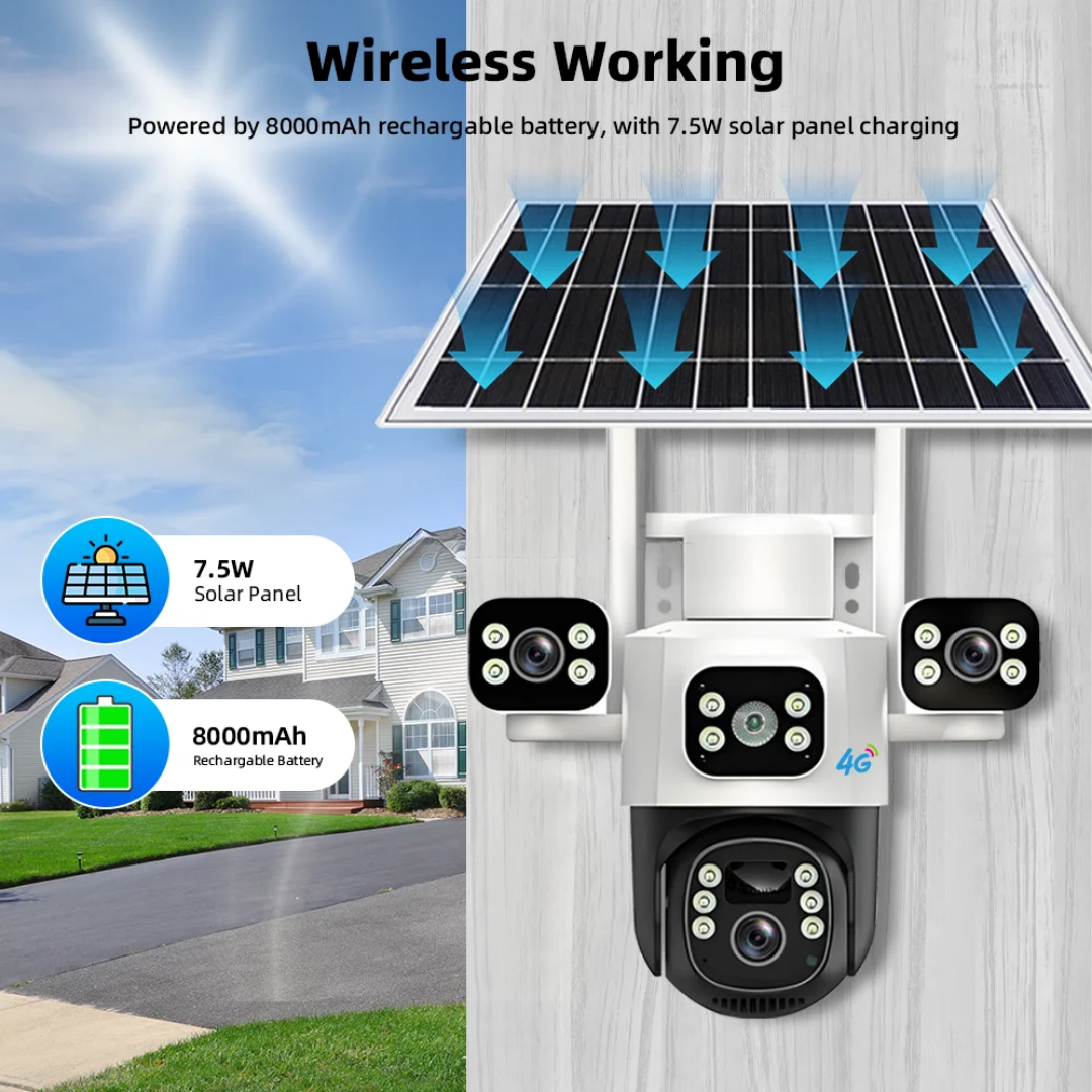 4G Tripple Lens 12MP Solar CCTV