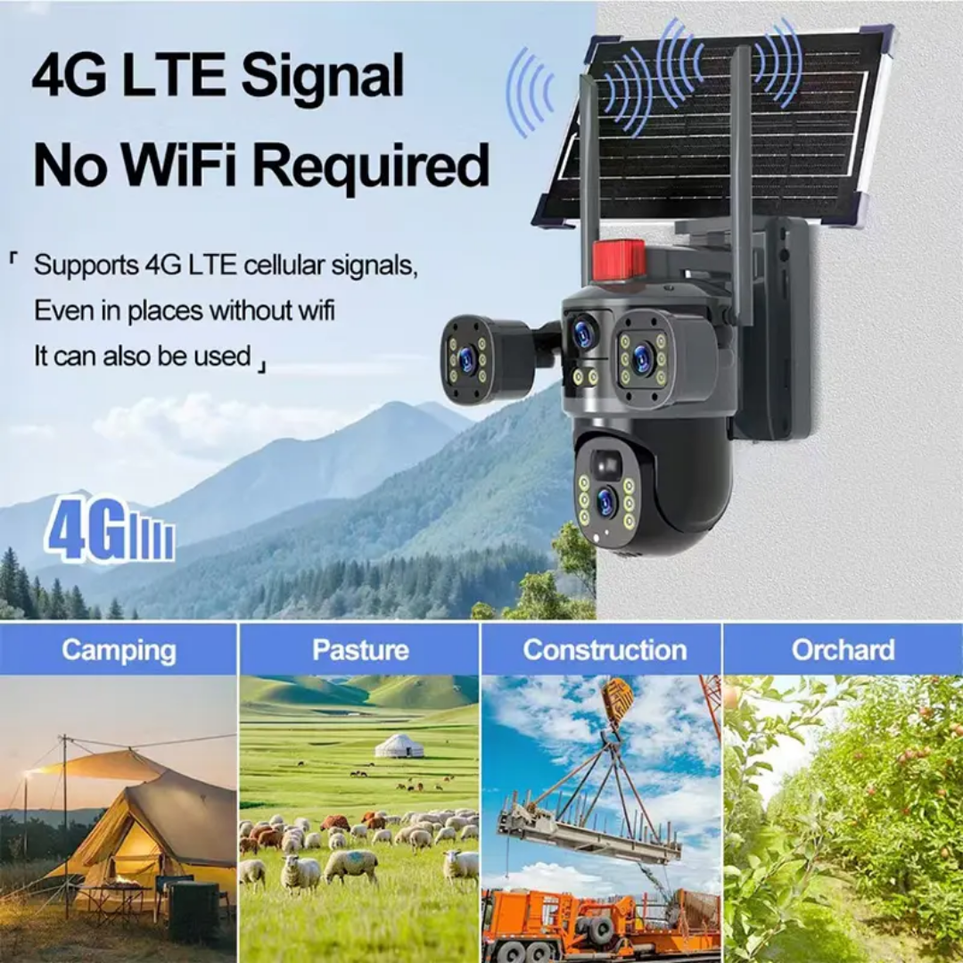 4G Tripple Lens 12MP Solar CCTV