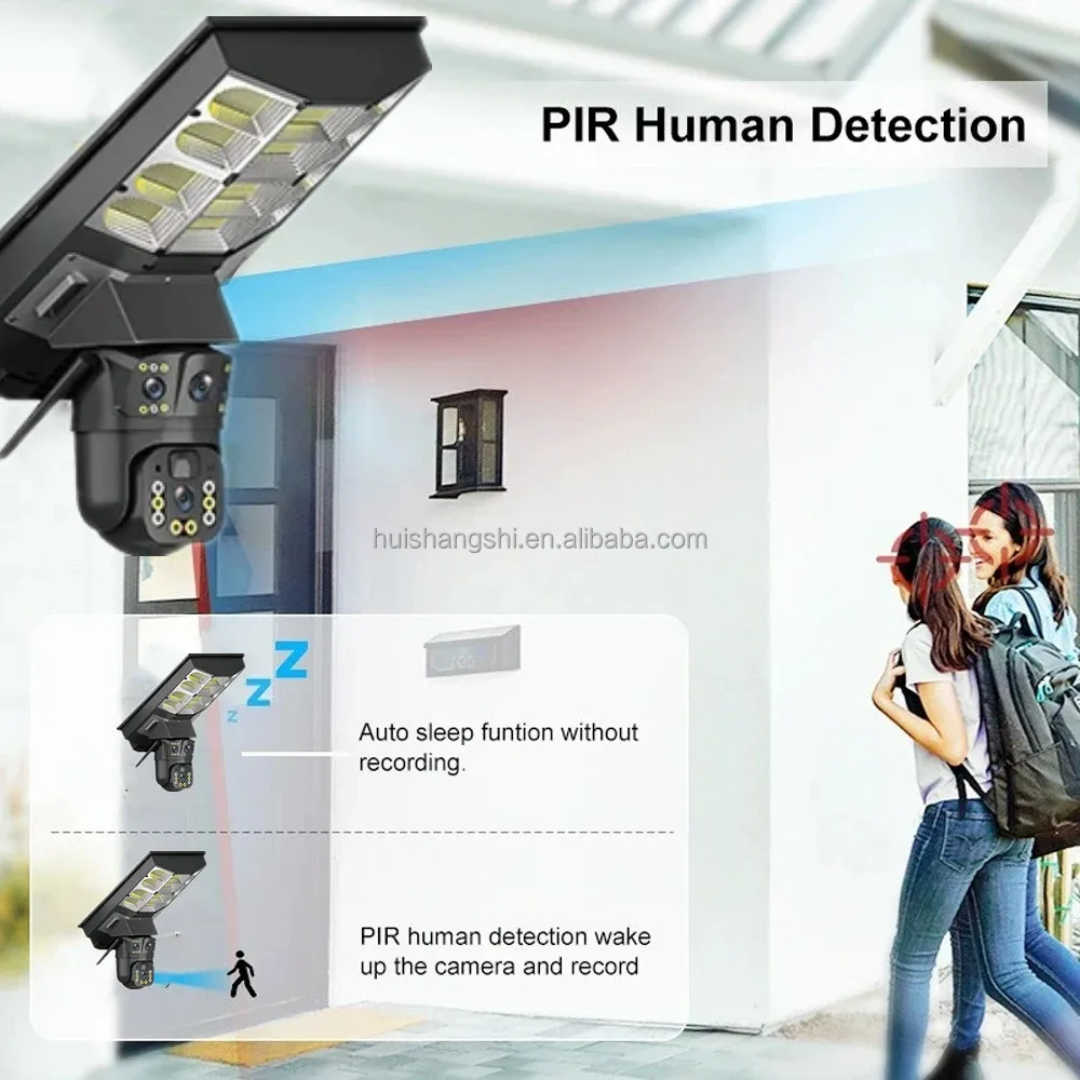 Dual Lens 8MP 4G CCTV + 500W Streetlight