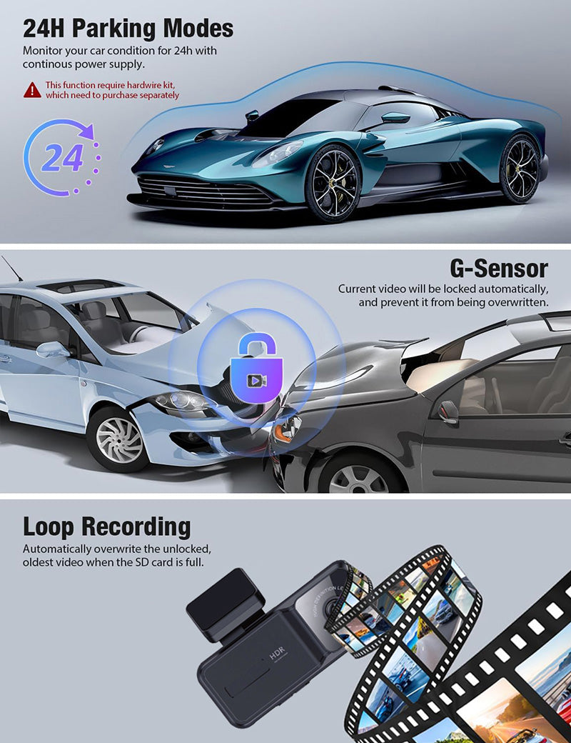 🚗 Dual Lens 4G 2K Car Dashboard Camera – 170° Wide Angle, Night Vision, GPS, Parking Assist, Cloud Storage