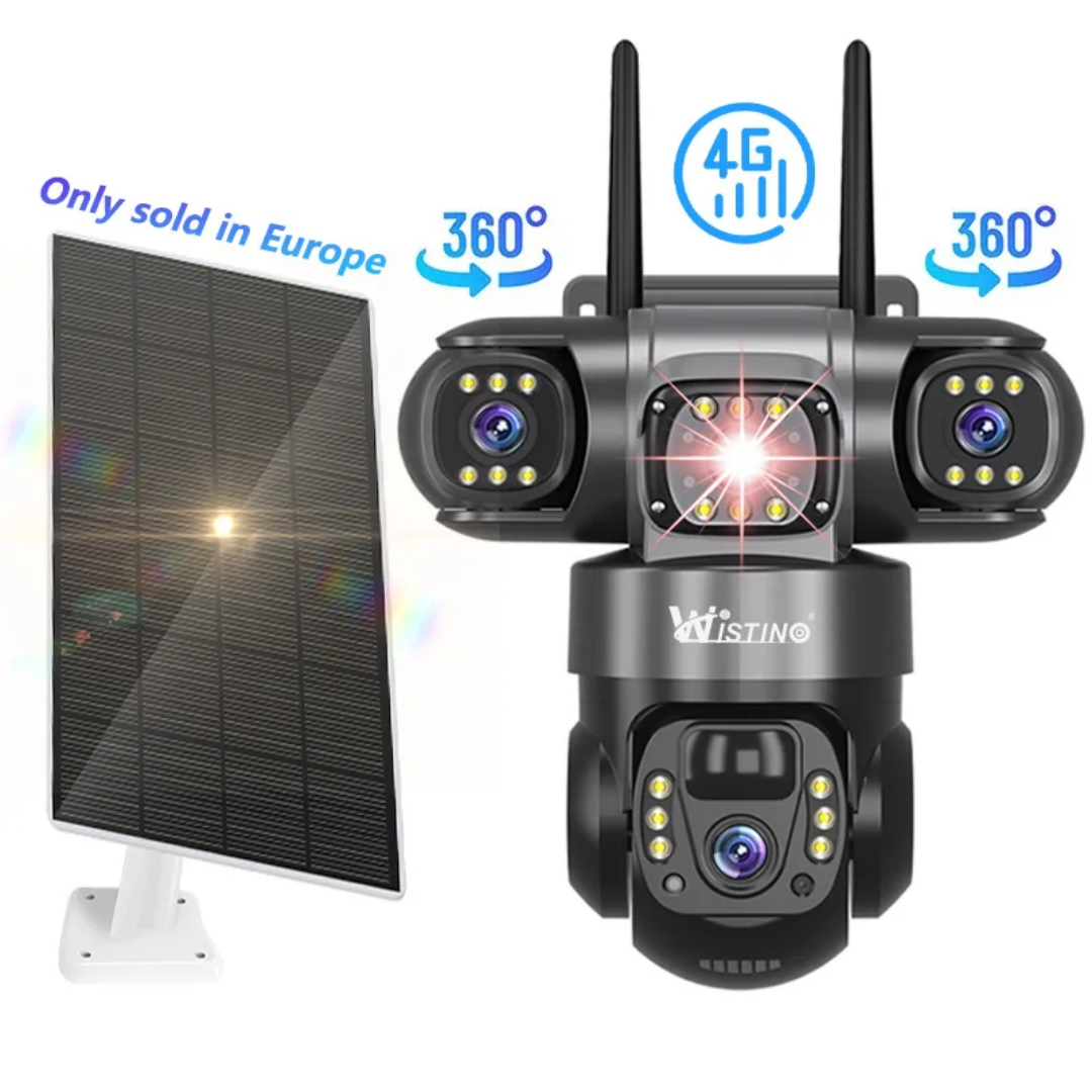 4G Solar CCTV Camera | 3-Lens 360° Rotation | No WiFi Needed
