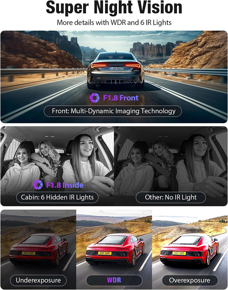 🚗 Dual Lens 4G 2K Car Dashboard Camera – 170° Wide Angle, Night Vision, GPS, Parking Assist, Cloud Storage