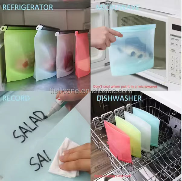 Food Grade 1 Litre Silicon Reuseable Heavy Storage Bag