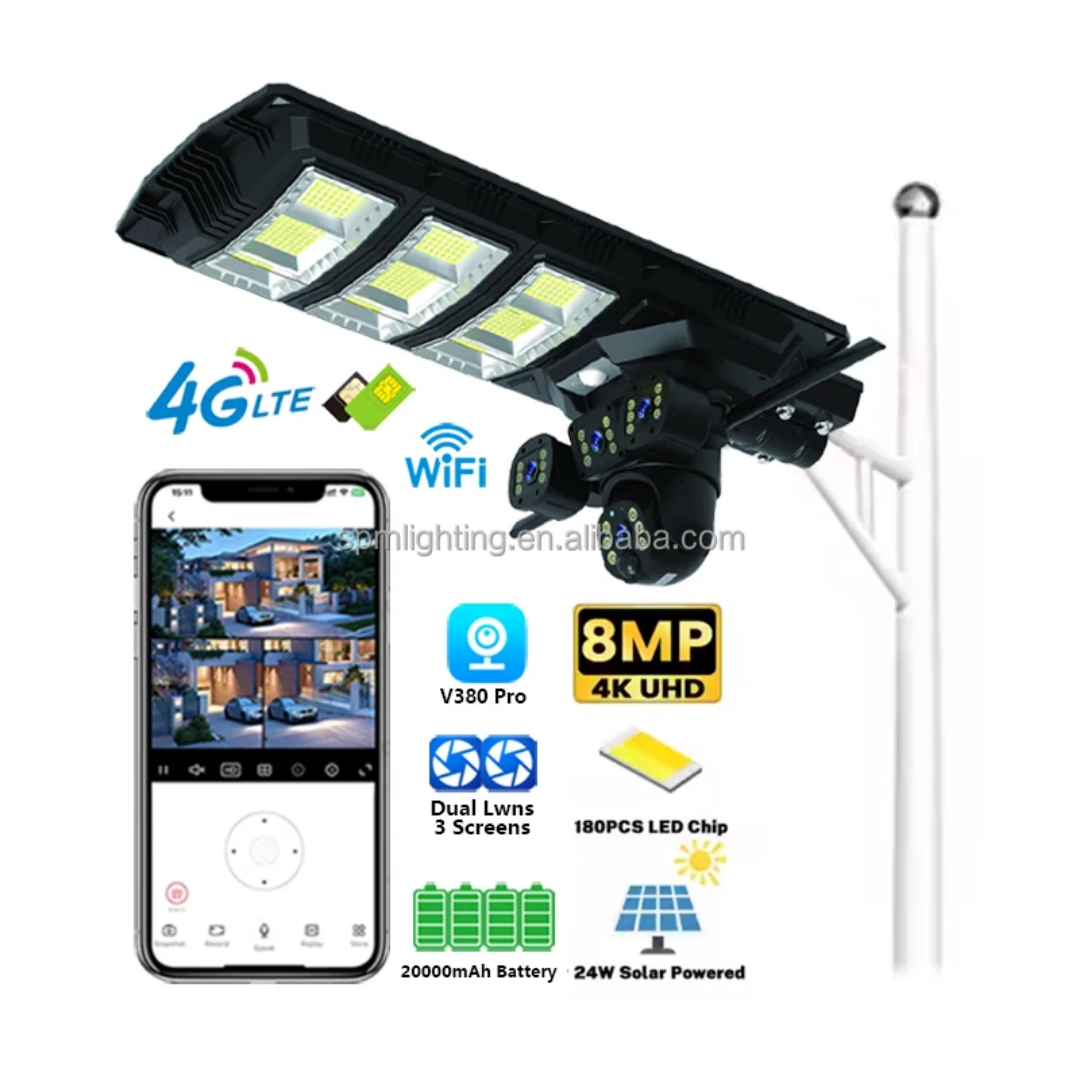 8MP Dual Lens Solar 4G CCTV + 450W Solar Street Light