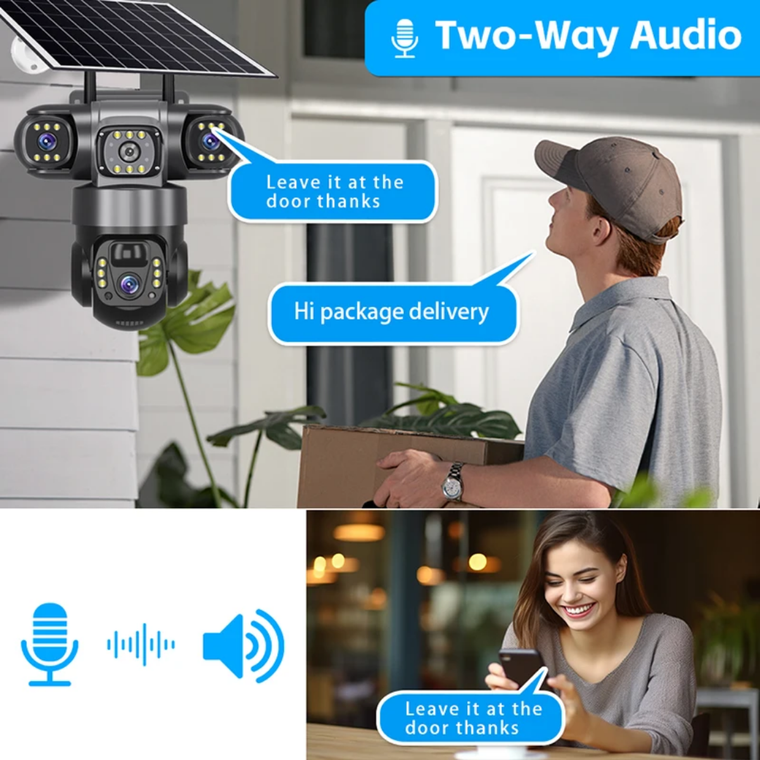 4G Solar CCTV Camera | 3-Lens 360° Rotation | No WiFi Needed